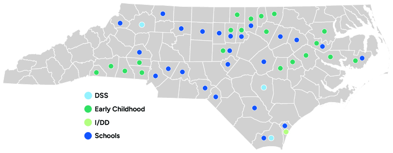 A map showing NC counties that participate in NC-PAL programs.