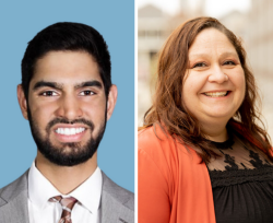 Headshot of Rohan Patel and Kim Schlegel